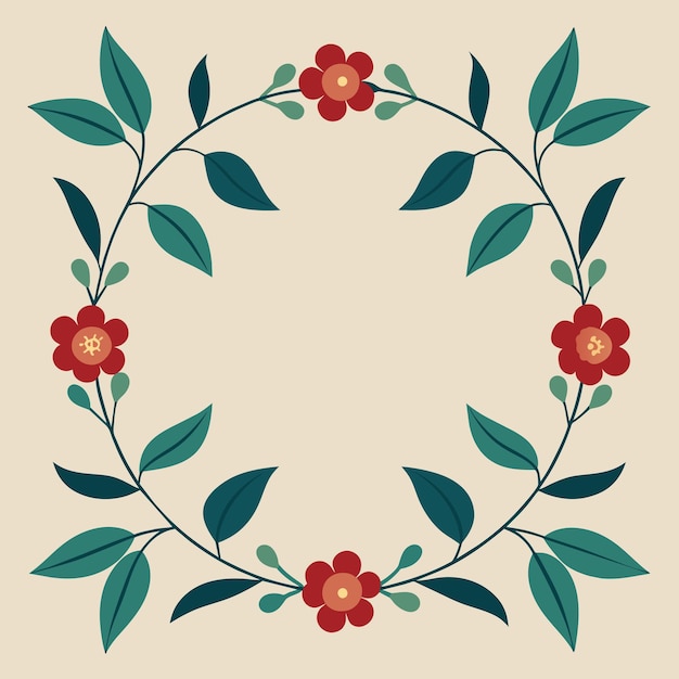 Floral Pattern border with minimalistic Detail Vector Illustration