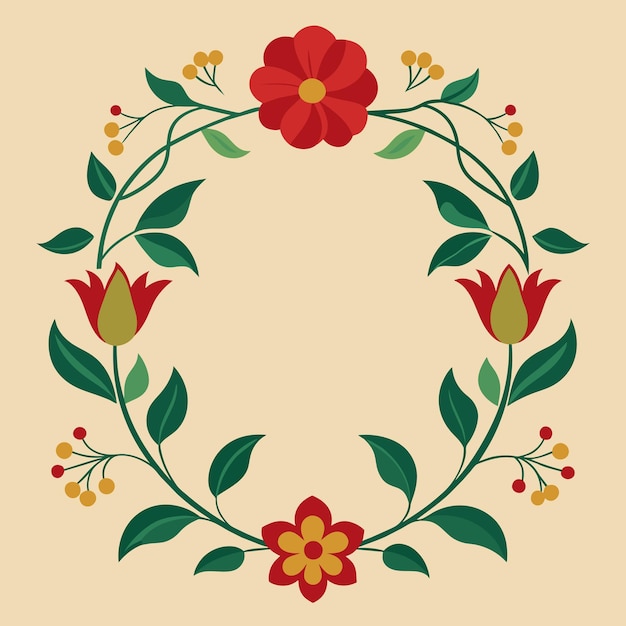 Floral Pattern border with minimalistic Detail Vector Illustration