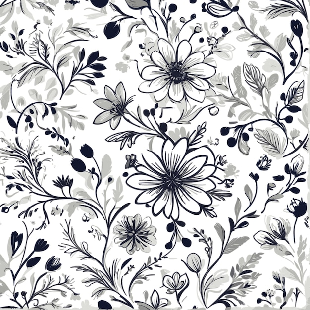 Vector floral pattern cartoon vector on white background