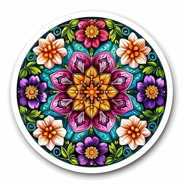 floral pattern in circle