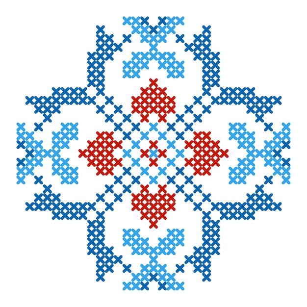 Floral pattern folk art scheme for crossstitch and knitting