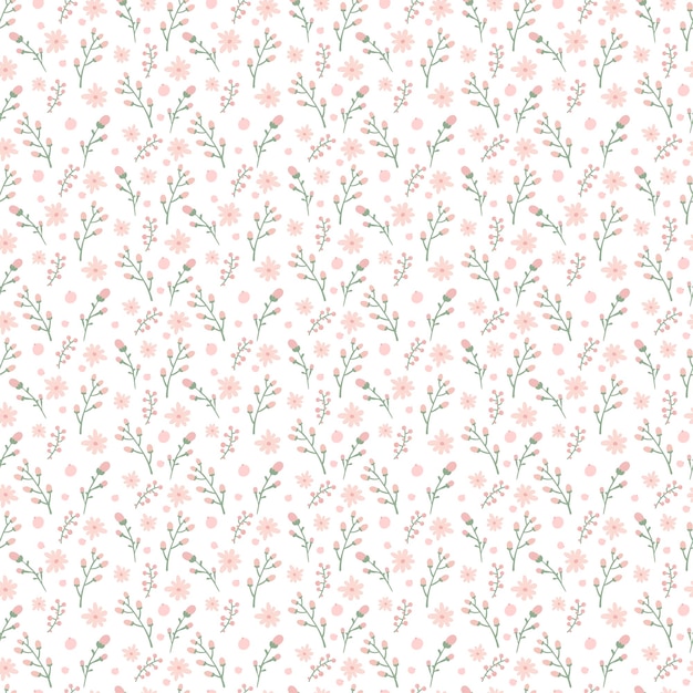 Floral pattern gentlle tiny flowers on white background Printing with small pink flowers Ditsy print Delicate elegant flower template for fashionable printers