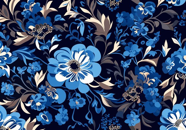 Floral pattern indigo realistic