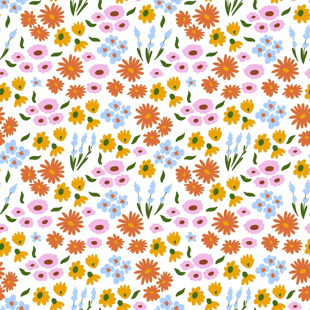 Floral pattern pretty flowers on white background ditsy print