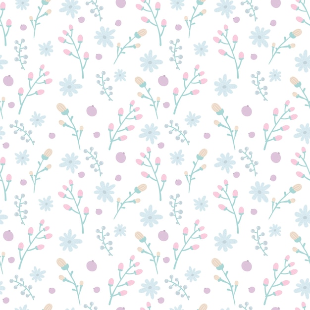 Floral pattern Pretty flowers on white background Printing with small pink flowers Ditsy print Cute elegant flower template for fashionable printers