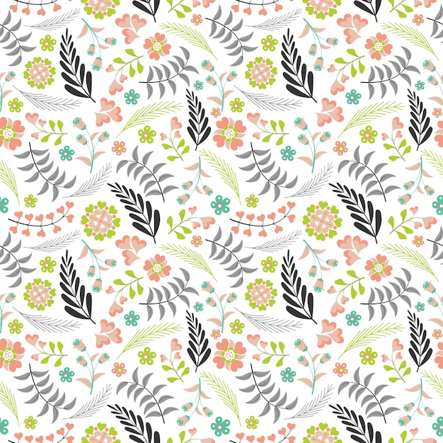 Vector floral pattern vector design with pink and tosca flowers