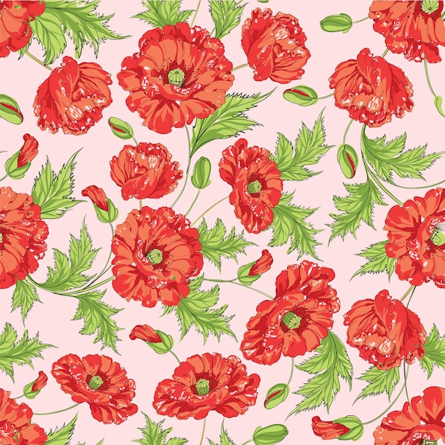 Vector floral pattern vector red and green