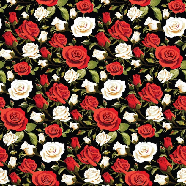 Vector floral pattern vector red white rose eps