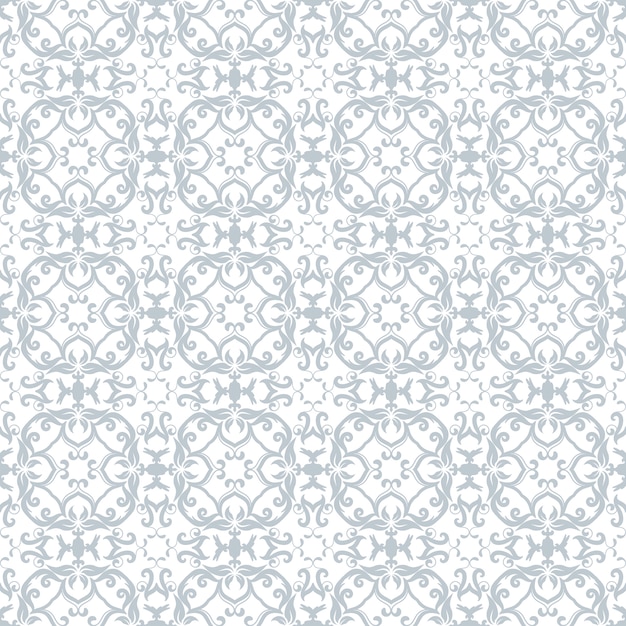 フローラルパターン。壁紙バロック、damask。シームレスなベクトルの背景。スカイブルーとホワイトの装飾