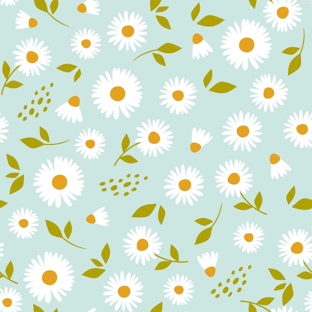 Vector floral pattern with camomile cute pattern with small flowers.