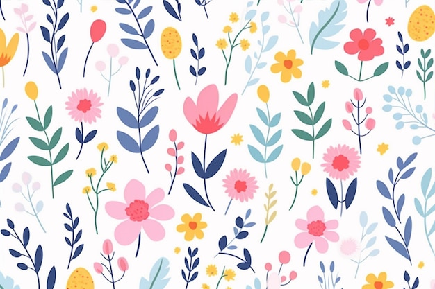 Floral Pattern with Colorful Flowers