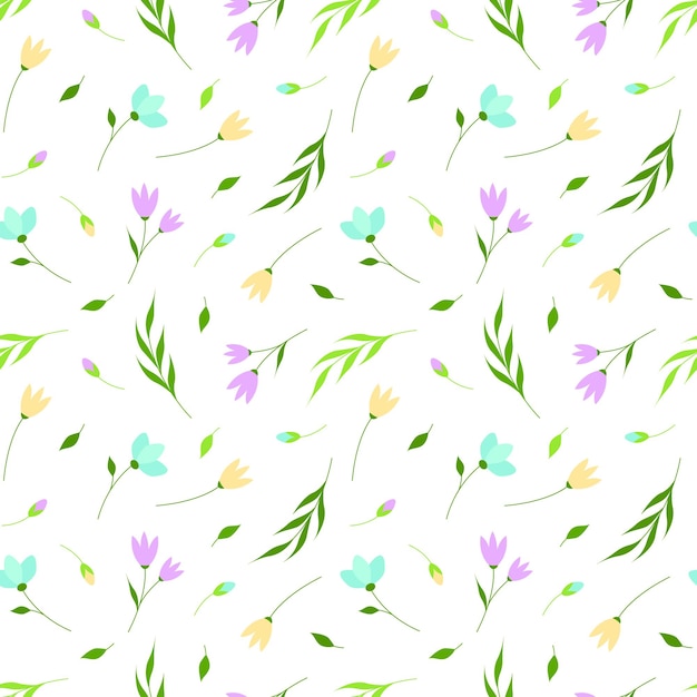 Floral pattern with flowers and leaves Delicate summer floral seamless background