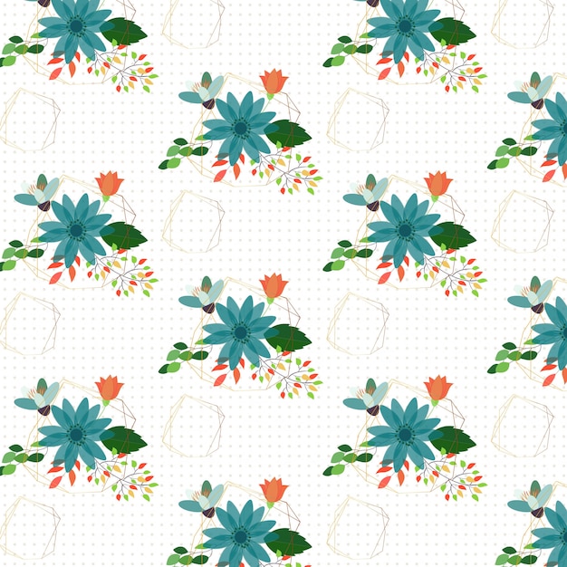 Vector floral pattern with geometric