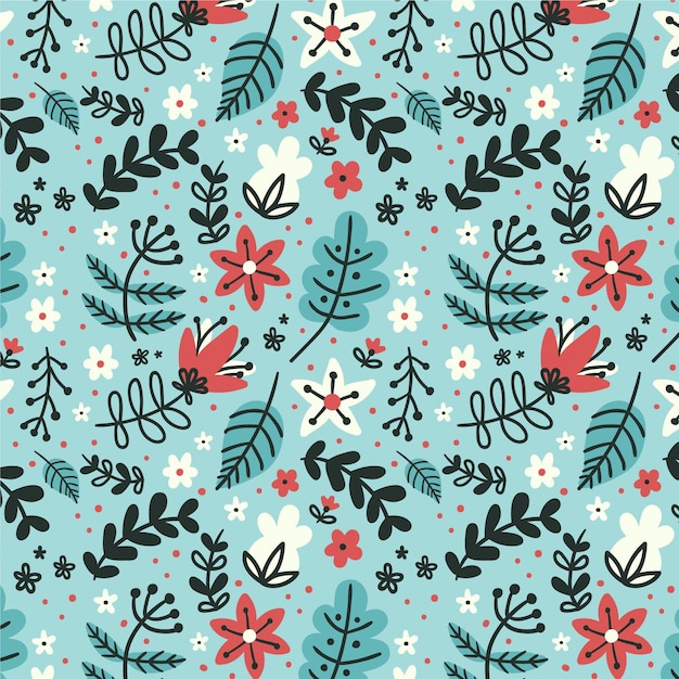 Vector floral pattern with leaves