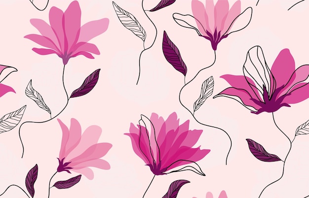 floral pattern with magnolia flowers.