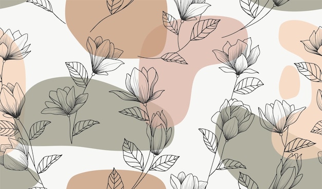 Floral pattern with magnolia flowers