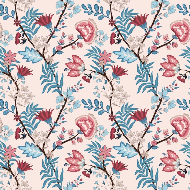 Vector floral pattern with oriental style
