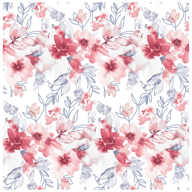 A floral pattern with pink flowers and leaves.