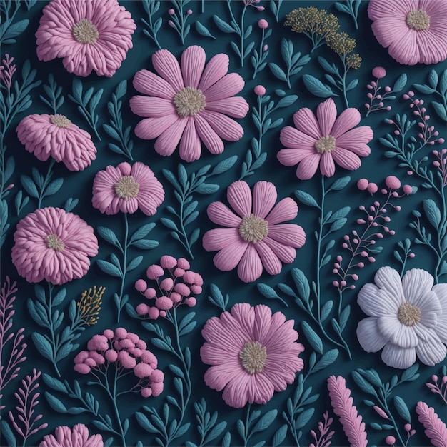 핑크 꽃과 꽃 패턴