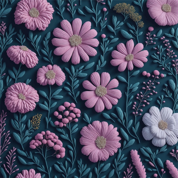 A floral pattern with pink flowers