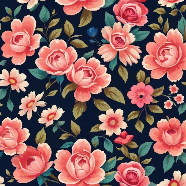 A floral pattern with pink roses