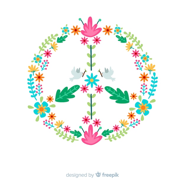 Vector floral peace sign