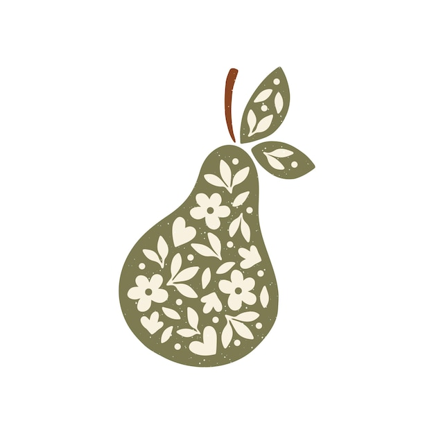 Floral peer hand getekende vectorillustratie