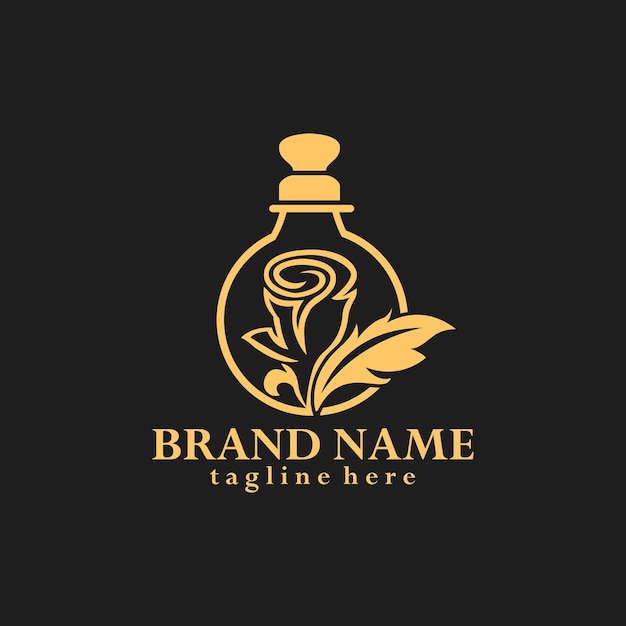 Vector floral perfume bottle logo luxury design vector