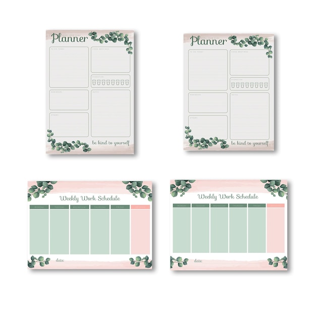 Vector floral planner set