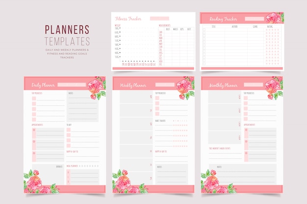 Floral planner templates collection