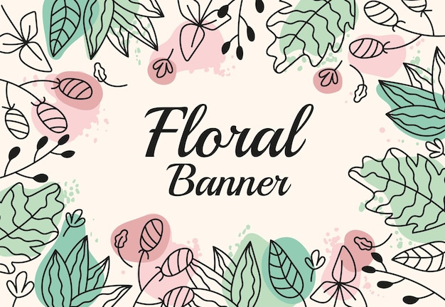 Vector floral plant flower abstract border frame line art hand drawn style concept graphic design