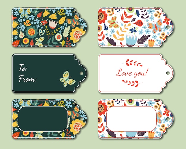 Floral present tags set