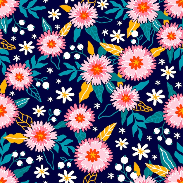 Floral print design. Pattern with cute flowers.