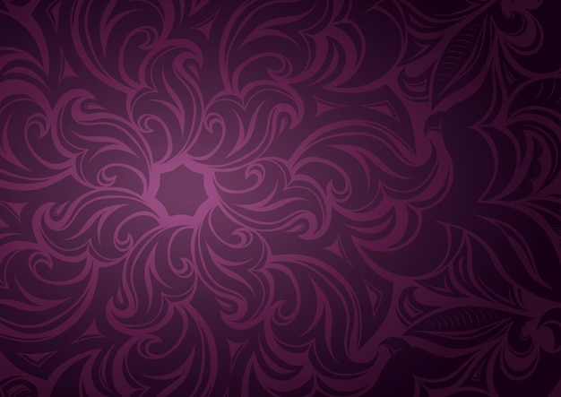 Floral purple gradient wallpaper with stylized flowers and foliage patterns dark background