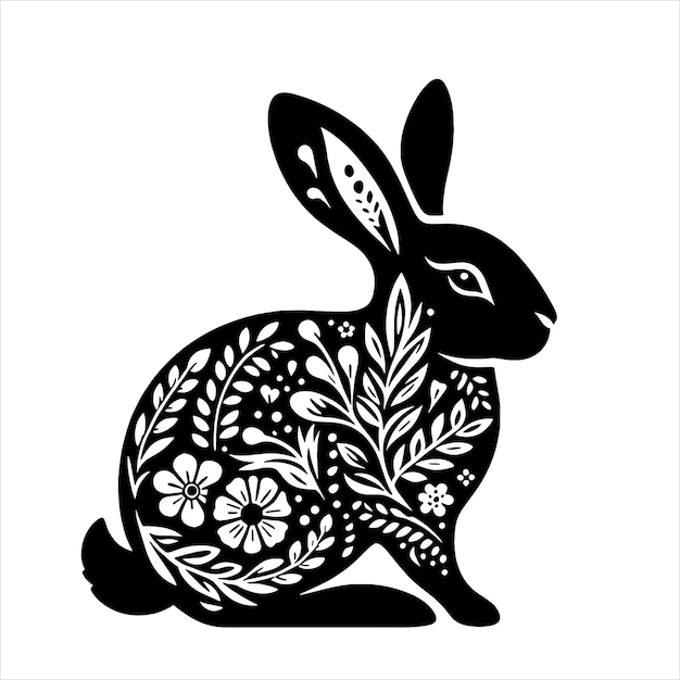 Floral Rabbit Svg