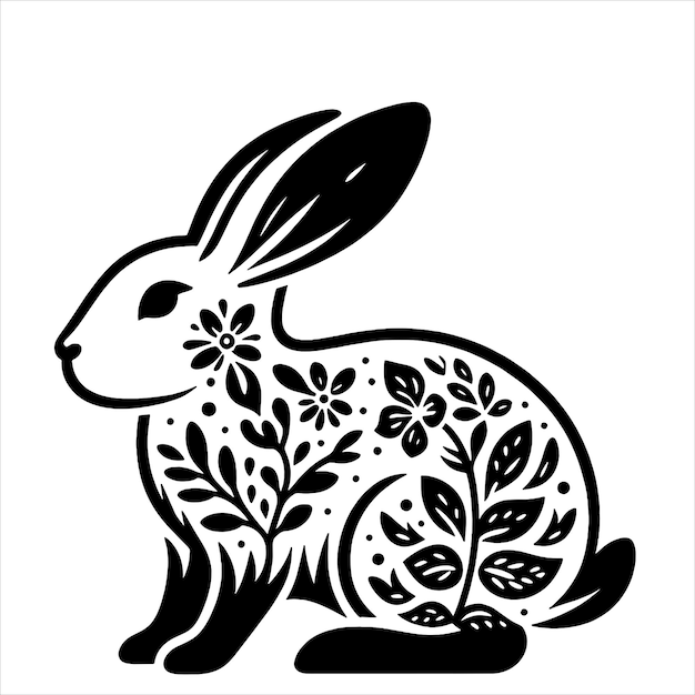 Floral Rabbit Svg