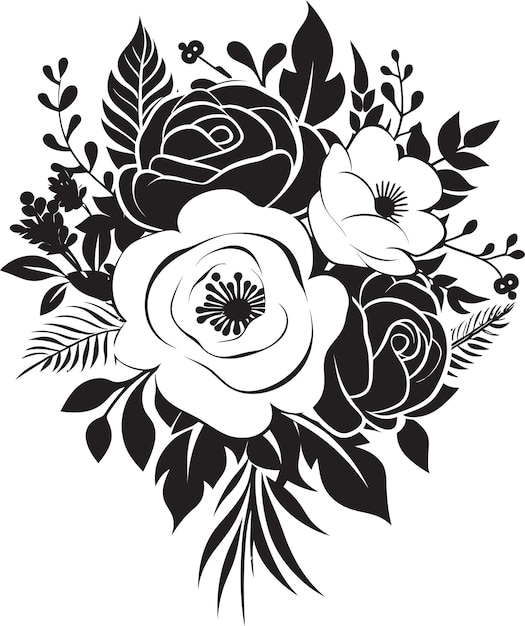 Floral Radiance Black Bridal Emblem Design Ethereal Blossom Unity Bridal Vector Icon