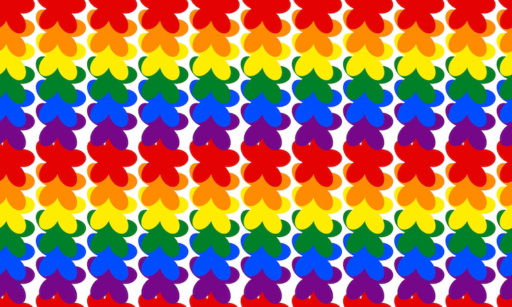 Vector floral rainbow seamless pattern for lgbt pride month
