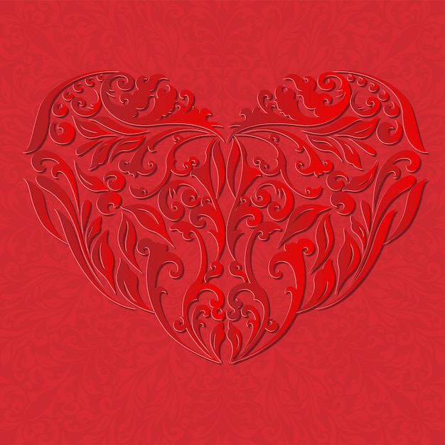 Floral red heart with shadow