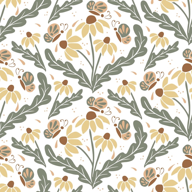 Floral retro vintage seamless pattern