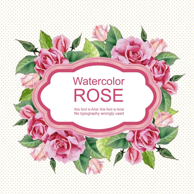 Vector floral roos aquarel vintage kaart