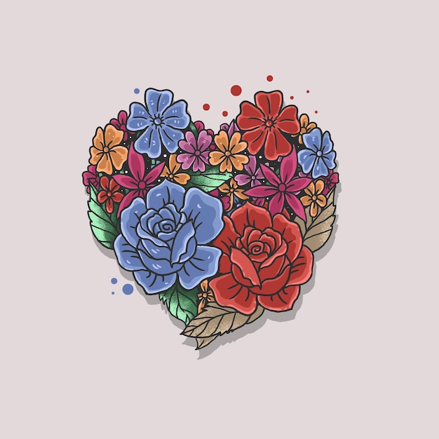 Floral rose heart shape illustration