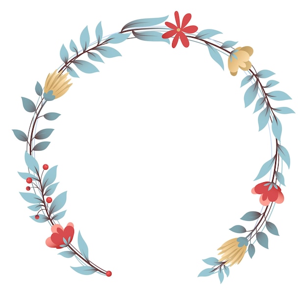 Floral round frame Botanical wreath decorative element