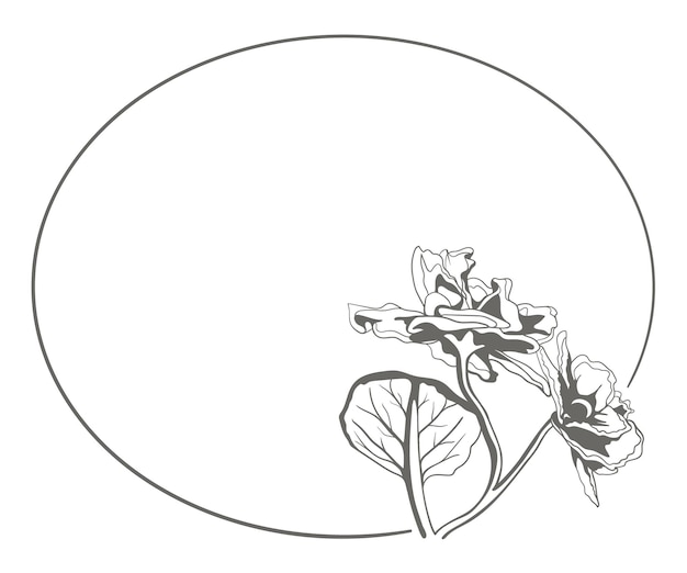 Floral round frame hand drawing design vector flower border for invitation or greeting card