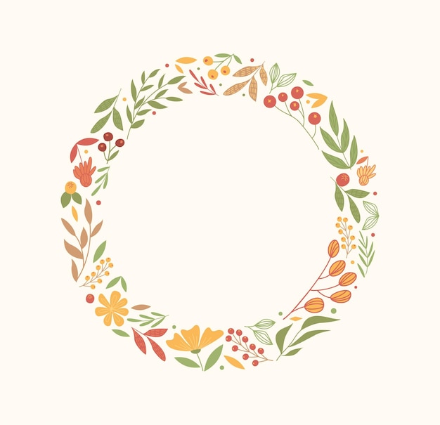 Floral round frame