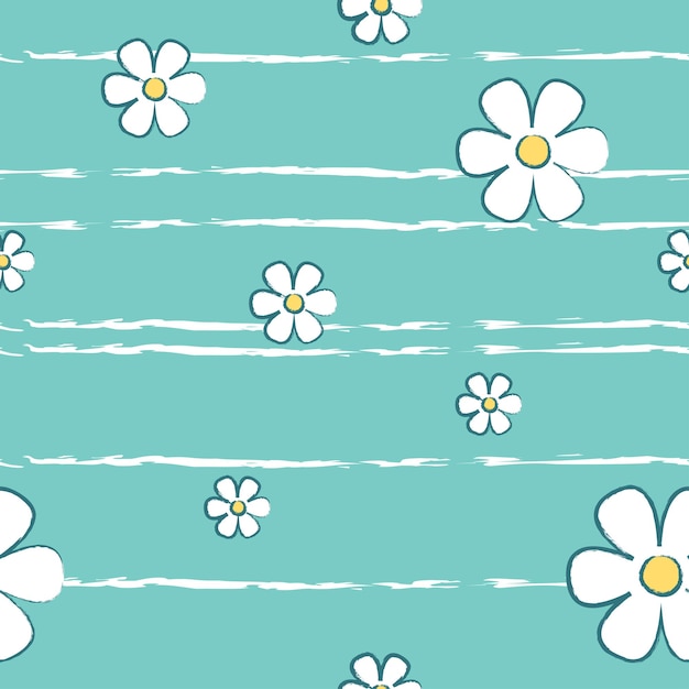Floral schattig vector naadloze patroon met bloemen en strips.