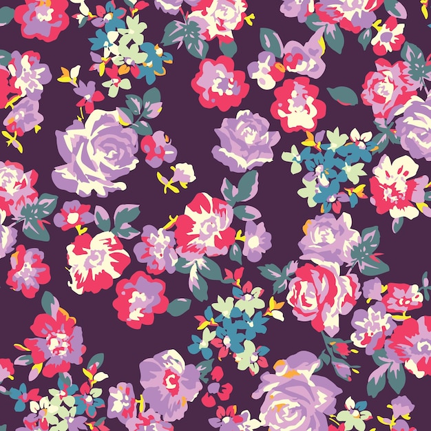 Vector floral seamless background for fashion prints. ditsy print.