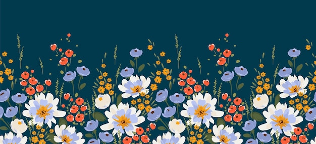 Floral seamless border Vector design for paper cover fabric interior decor and other