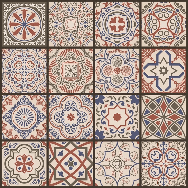 Vettore mosaico floreale senza soluzione di continuità