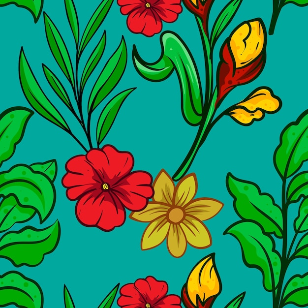 꽃 원활한 패턴 간단한 꽃 잎 가지 스타일 ditsy 텍스처와 추상 배경